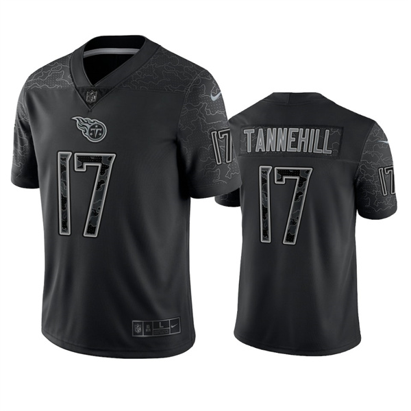 Men's Tennessee Titans #17 Ryan Tannehill Black Reflective Limited Stitched Football Jersey Men's Tennessee Titans #17 Ryan Tannehill Black Reflective Limited Stitched Football Jersey